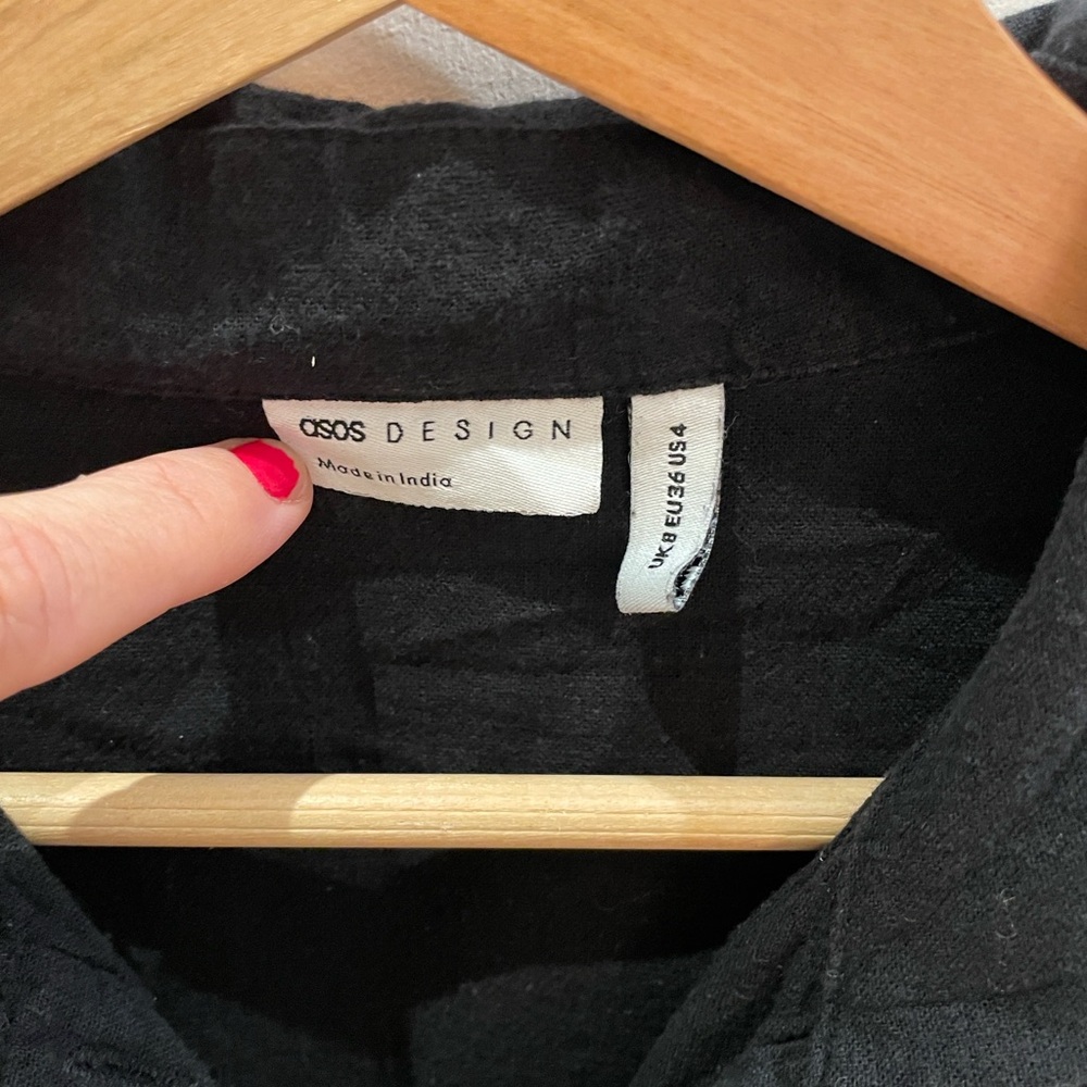 ASOS DESIGN Black Button Down Oversized Top